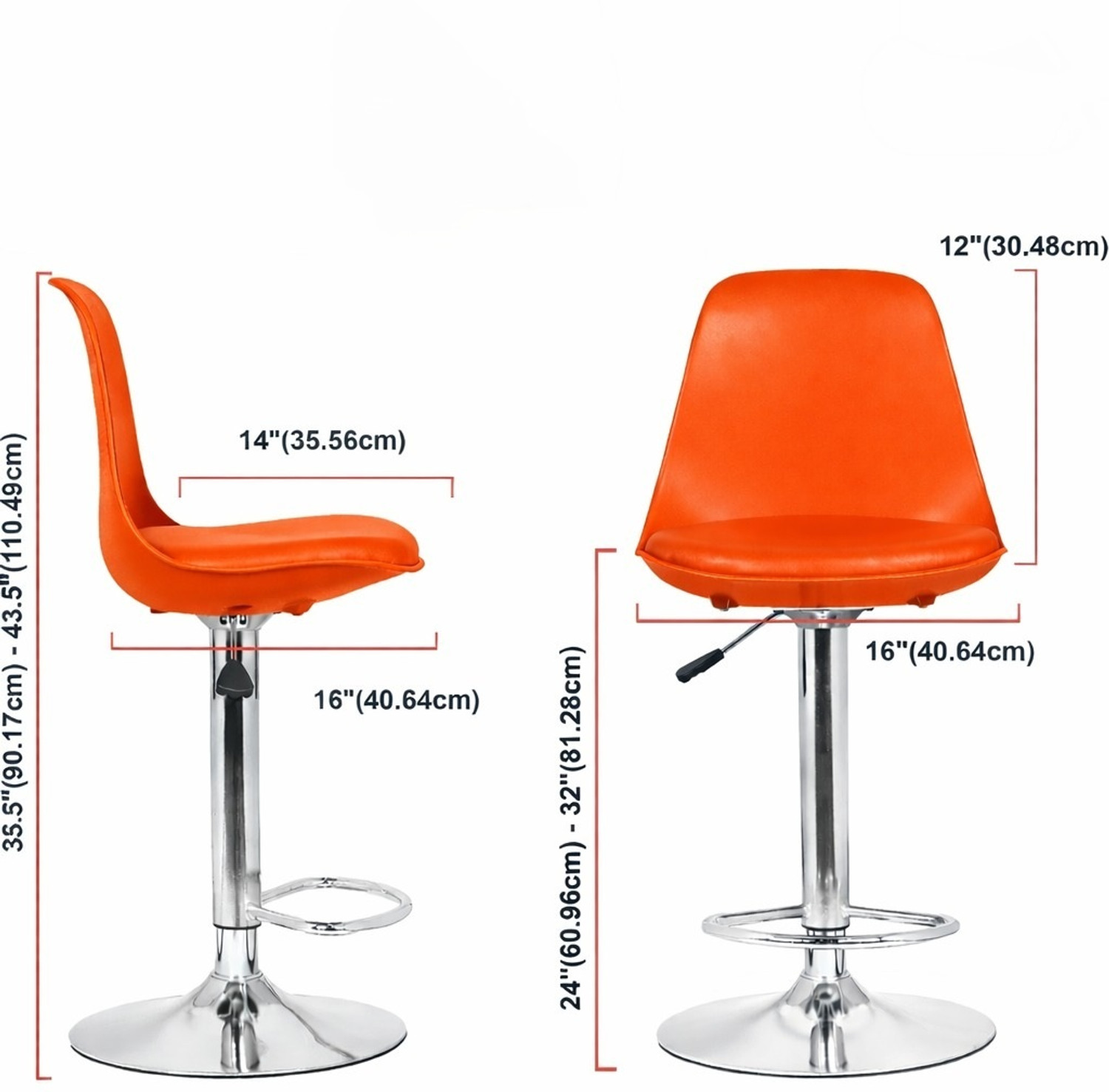 Image of MAESTRO SEATING SYSTEMS Adjustable Metal Bar Stool Chair with Swivel Seat, Adjustable Height Bar Chair Leatherette Bar Stool