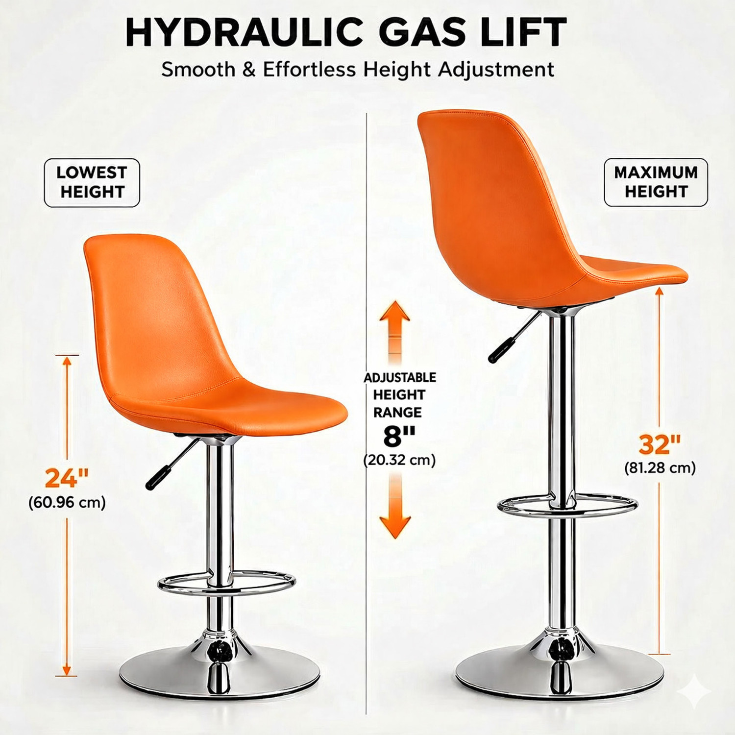 Image of MAESTRO SEATING SYSTEMS Adjustable Metal Bar Stool Chair with Swivel Seat, Adjustable Height Bar Chair Leatherette Bar Stool