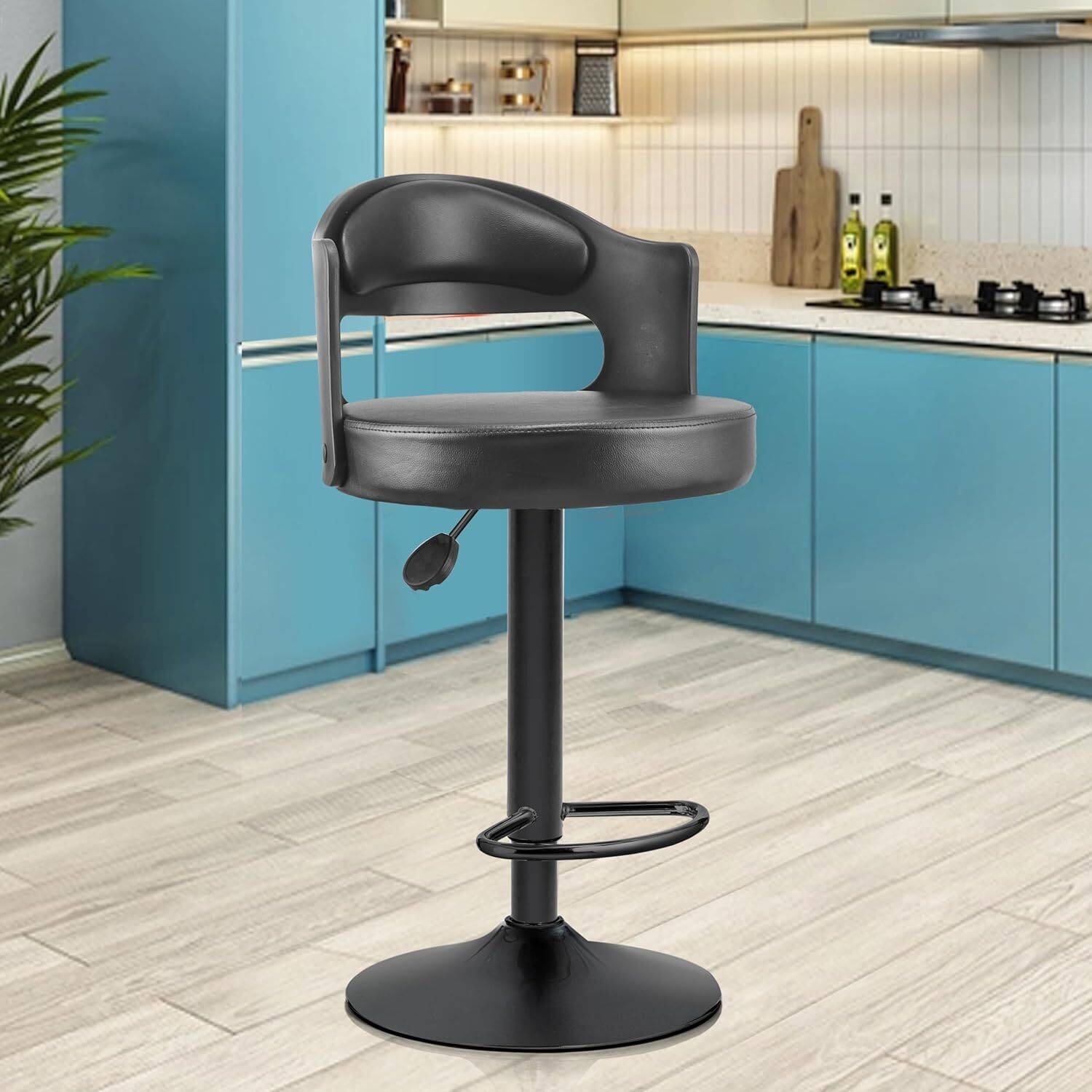 ASTRIDE Amica High Bar Chair/Stool in Black,2 Years Warranty,Rust-Proof Heavy Duty Base Plastic Bar Stool