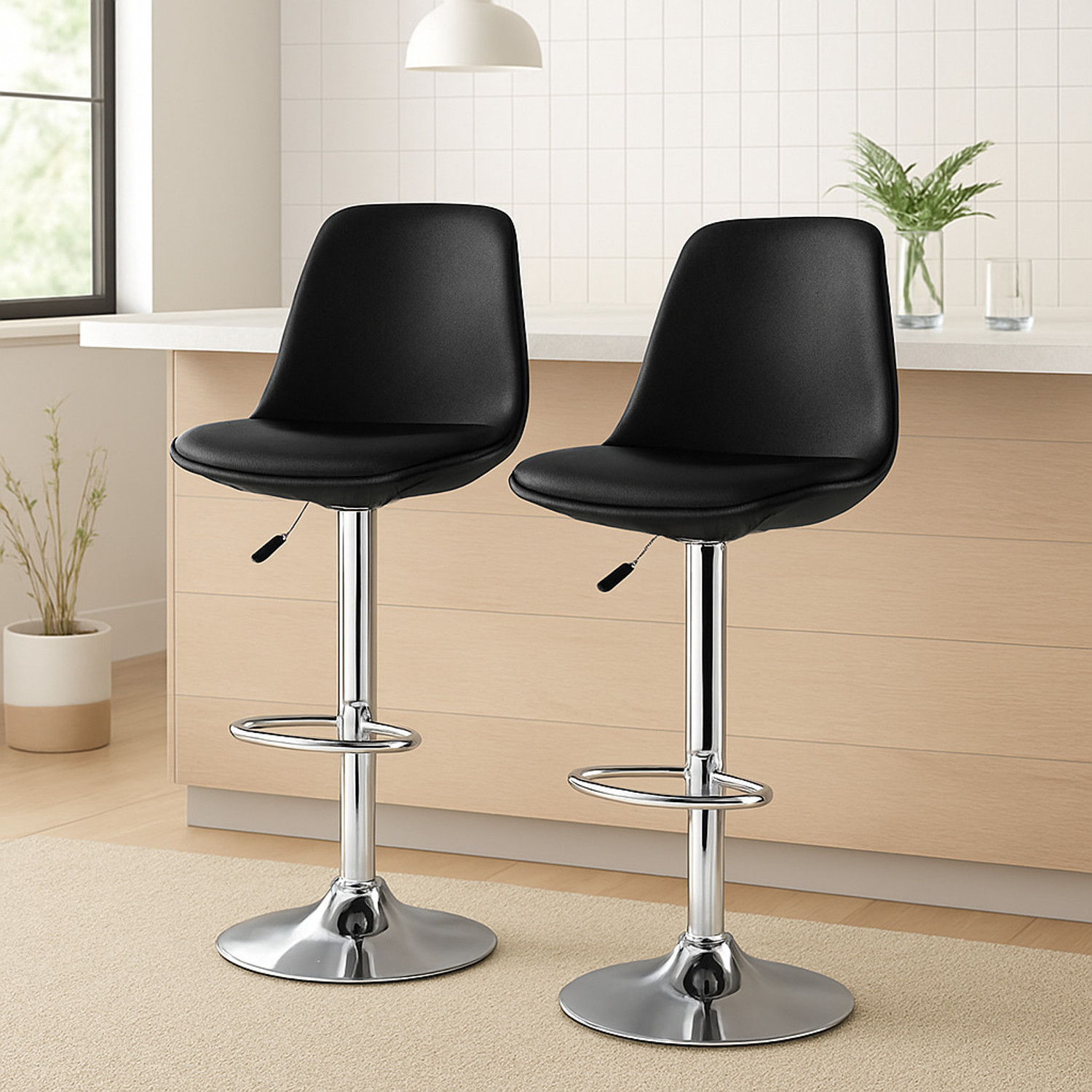 Image of NITYAM Premium Quality Kitchen Bar Stool Chair With Adjustable Height Metal Bar Stool