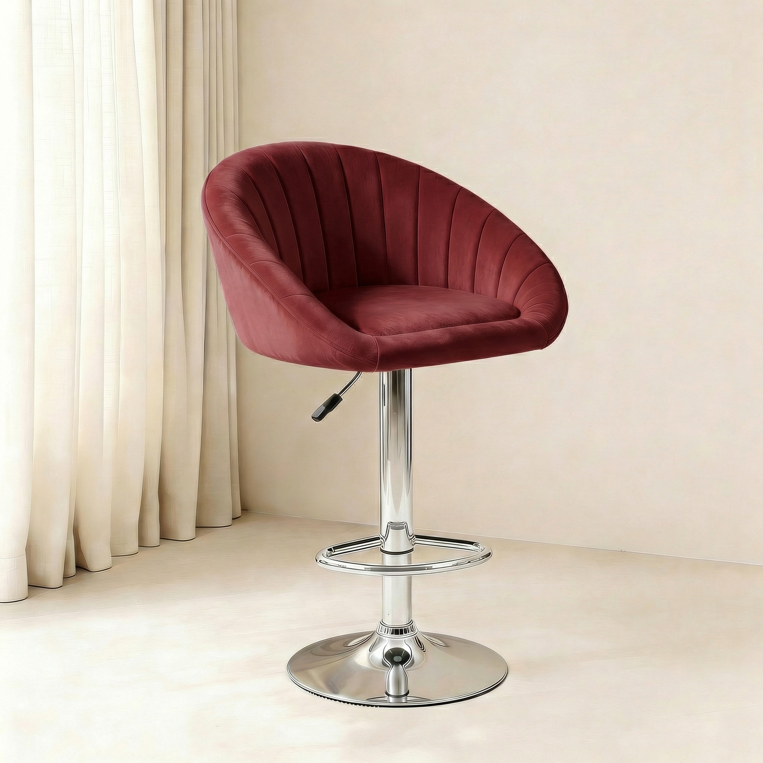 Image of SEATFIT Adjustable Swivel Bar Chair with Cushioned Seat for Kitchen & Bar Solid Wood Bar Stool