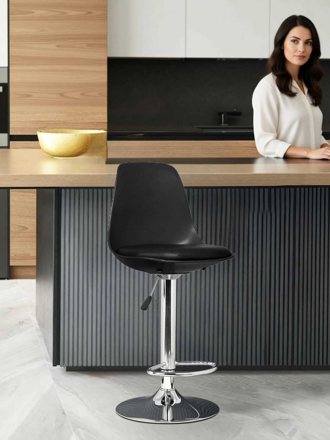 Image of DEHRAN Adjutable Height, Revolving Bar Stool Chair for cafe, Restro, Home Plastic Bar Chair