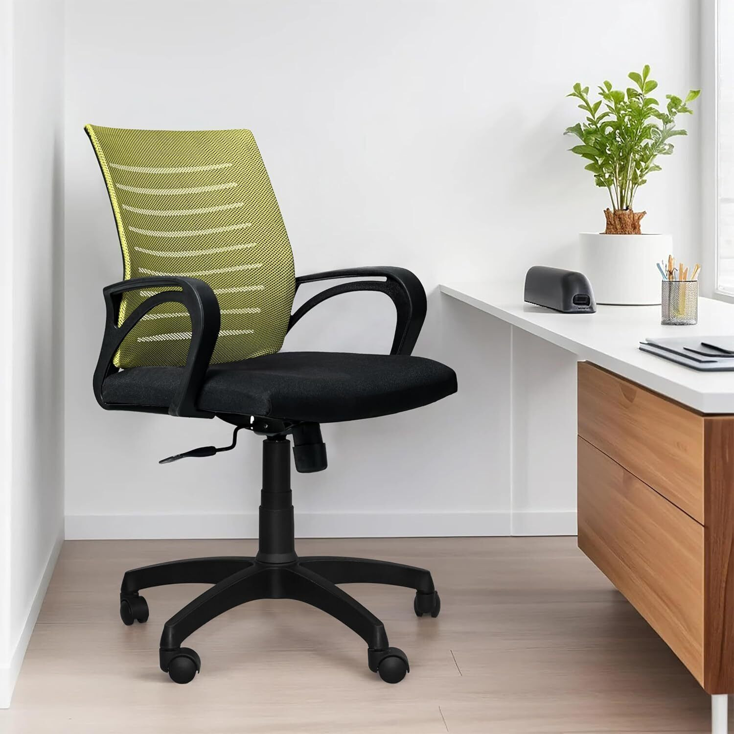 Image of NGFC - SITTING ENVIRONMENT SOLUTIONS Mid Back Revolving Office Chair for Work from Home Metal Bar Chair