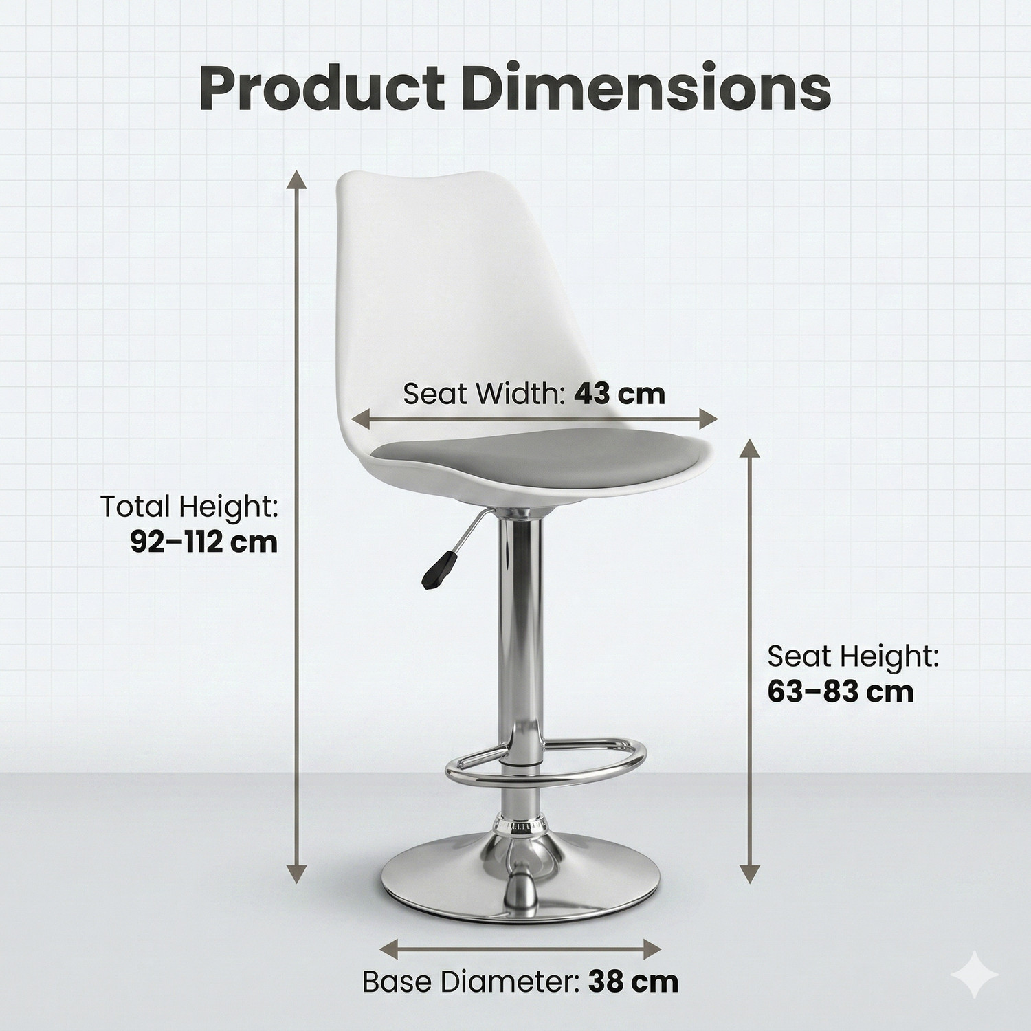 Image of ACTIVA Rapid Bar Stool with Adjustable Height|Swivel Chair for Bar /Cafe - Set of 2 Metal Bar Stool
