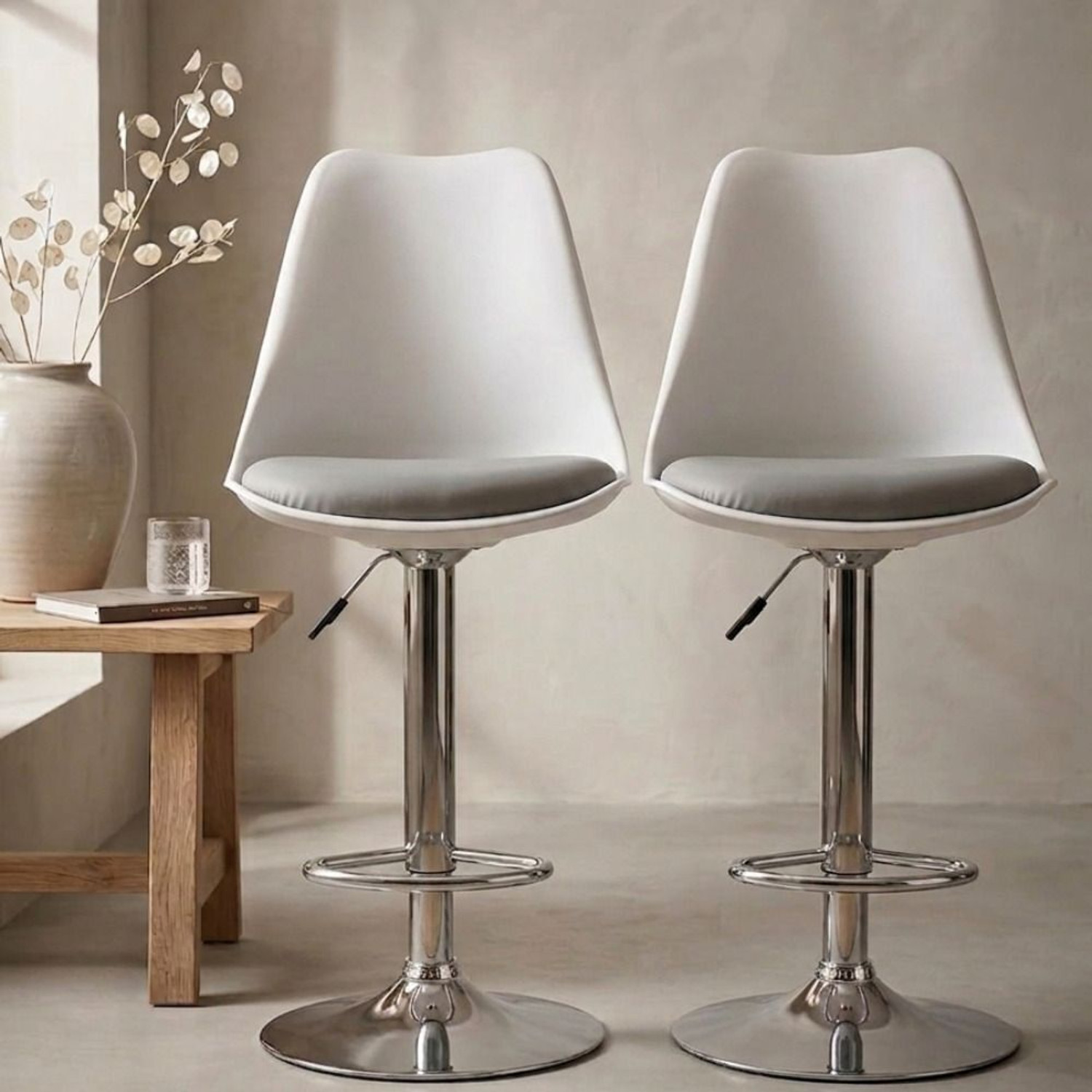 Image of ACTIVA Rapid Bar Stool with Adjustable Height|Swivel Chair for Bar /Cafe - Set of 2 Metal Bar Stool