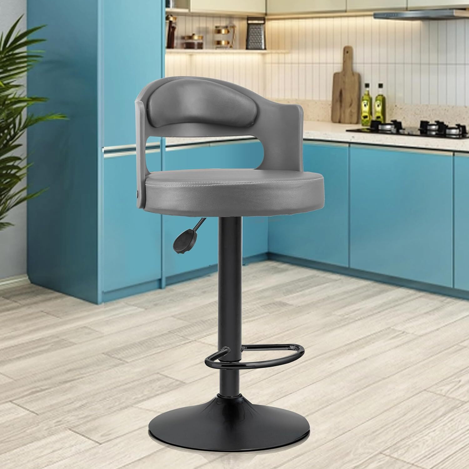 Image of ASTRIDE Amica High Bar Chair /Stool in Grey,2 Years Warranty,Rust-Proof Heavy Duty Base Plastic Bar Stool