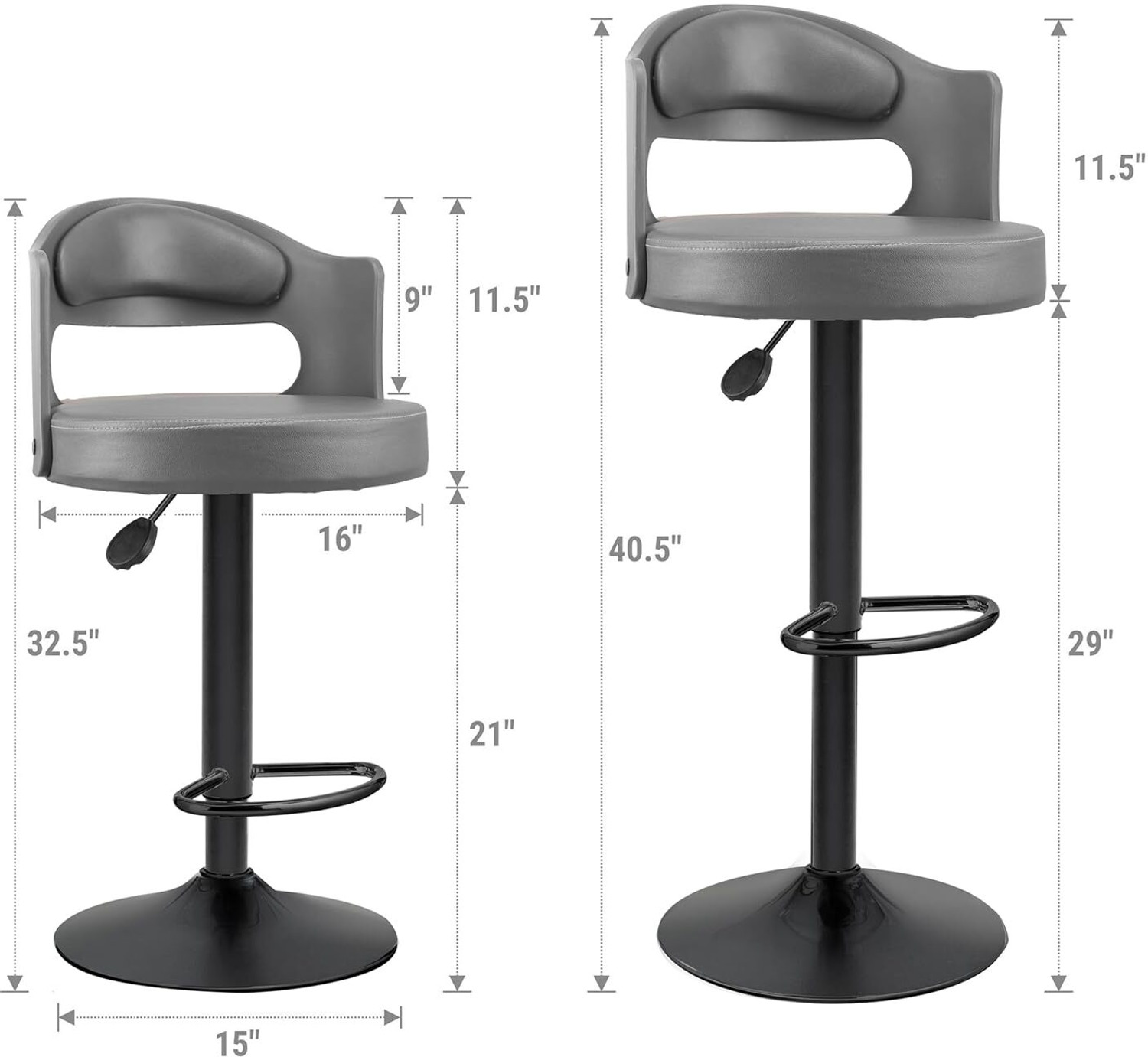 Image of ASTRIDE Amica High Bar Chair /Stool in Grey,2 Years Warranty,Rust-Proof Heavy Duty Base Plastic Bar Stool