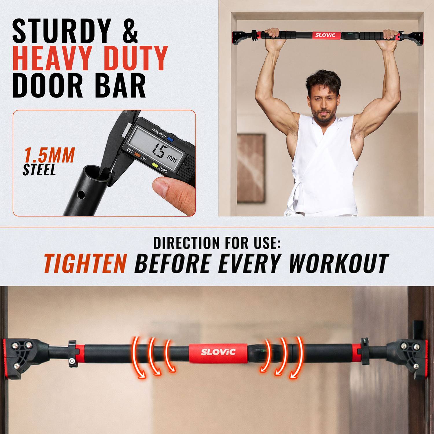 SLOVIC Pull Up Bar Advance Red and Black - Image 2