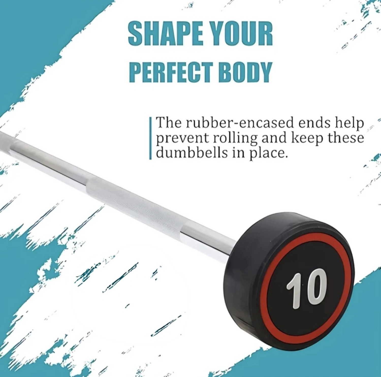 Image of GH SPORTS Sports Fixed Barbell rod 10kg 30mm Dia Rubber Coated Steel Weight Lifting Bar Weight Lifting Bar