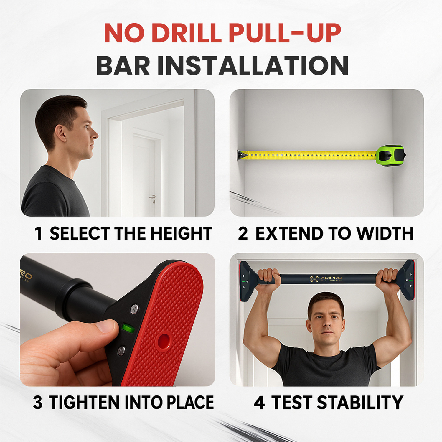 Image of Adipro Adjustable Wall Mounted Hanging Workout Equipment | Home & Gym Pull-up Bar