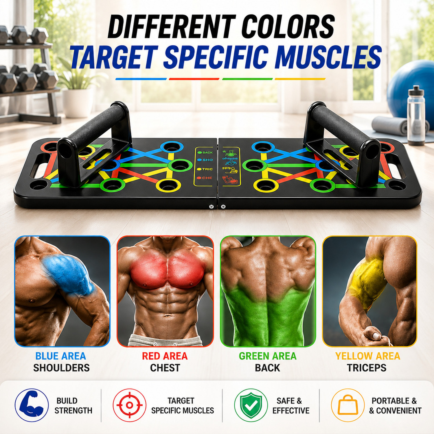 Image of Quickfit 10in1 Portable Board Chest Press Home & Gym Exercise Push-up Bar Push-up Bar