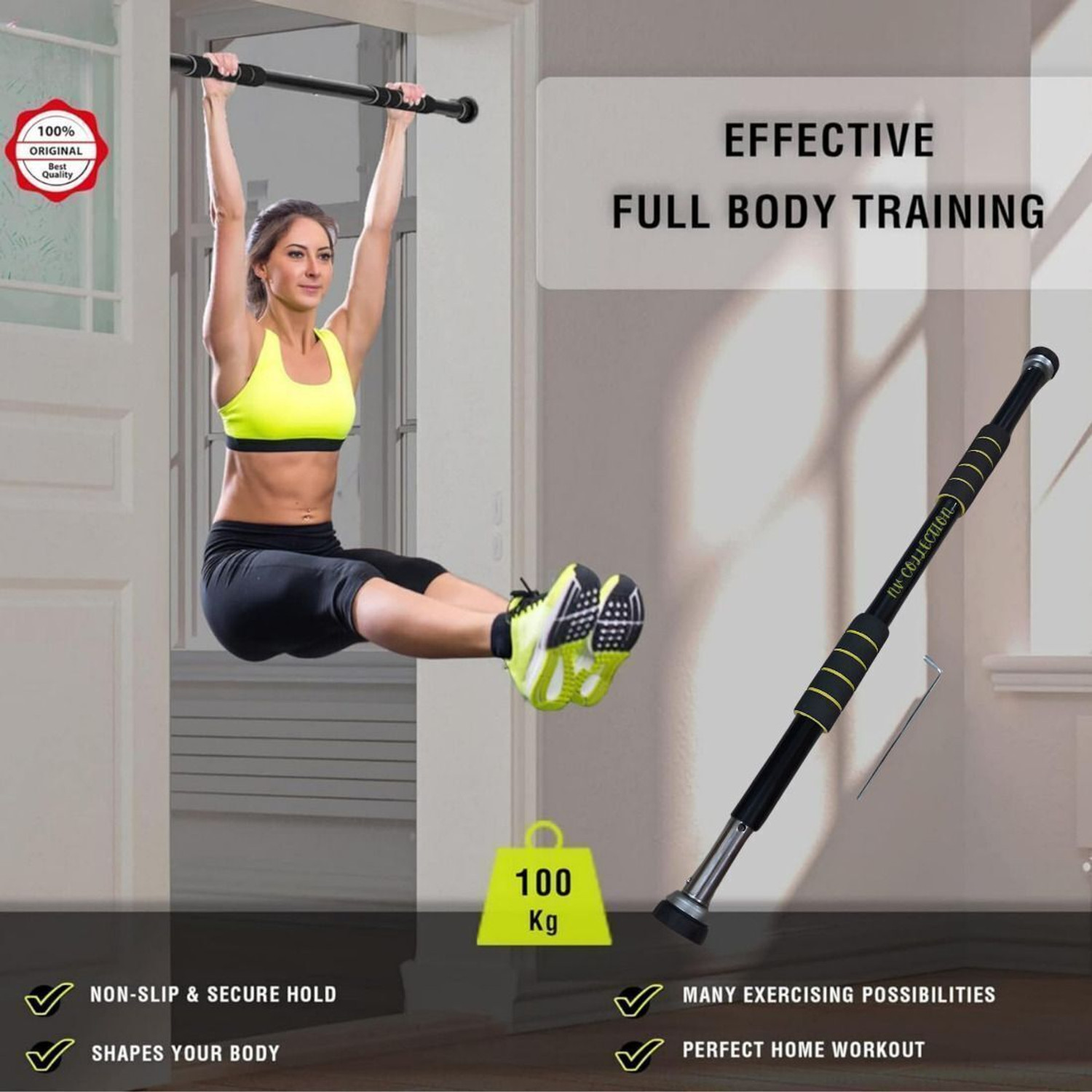 Image of HHS SPORTS Height increase Adjustable Steel Door Bar Rod Multipurpose Hanging Pull-up Bar A Multi-training Bar