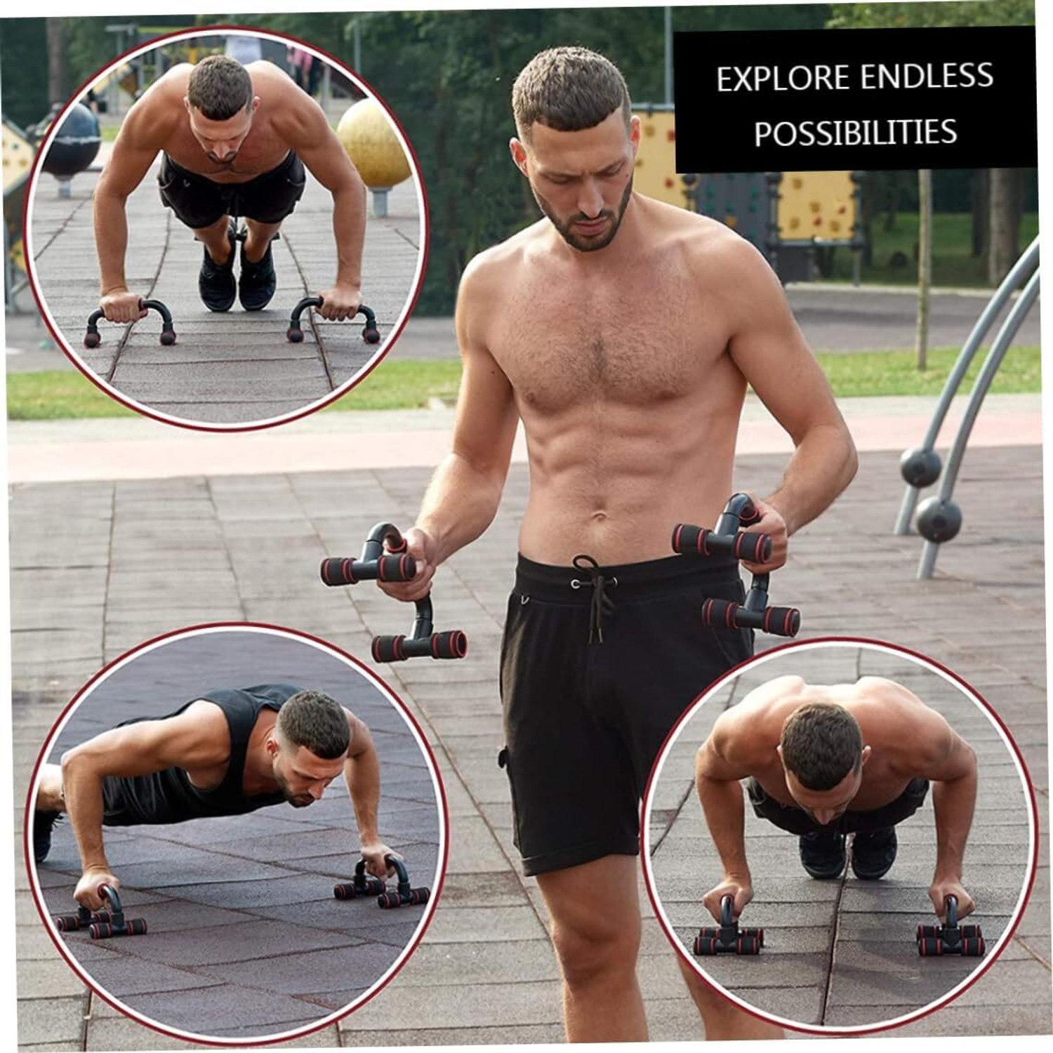 Image of Oddish Way to fitness Push Up Bars Stand with Foam Grip Handle for Chest Press Push-up Bar