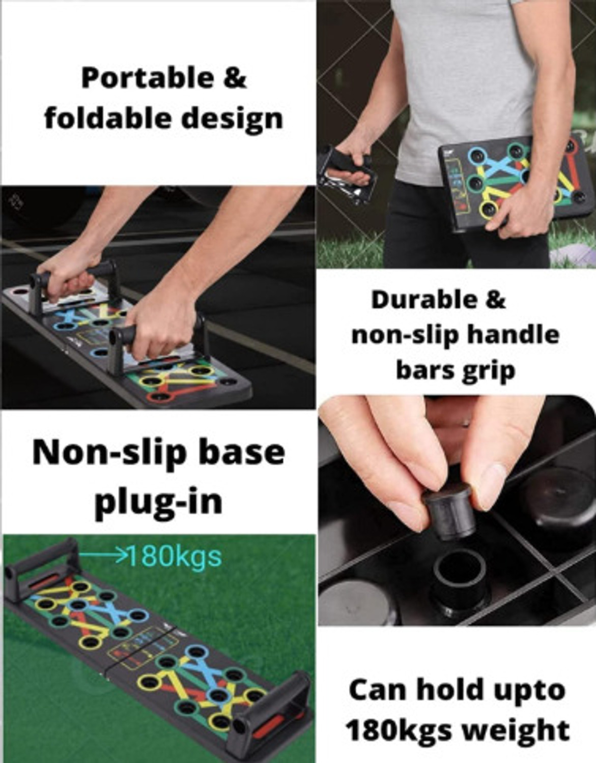 Image of BH BODYHOLIC Portable Board with Strong GripHandle for ChestPress Home&Gym Exercise Push-up Bar