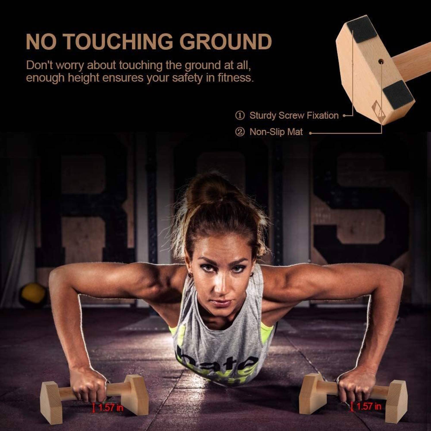 BHGNVOSH Push-up Stand, 2 PCS Wood Pushup Bars - Image 4