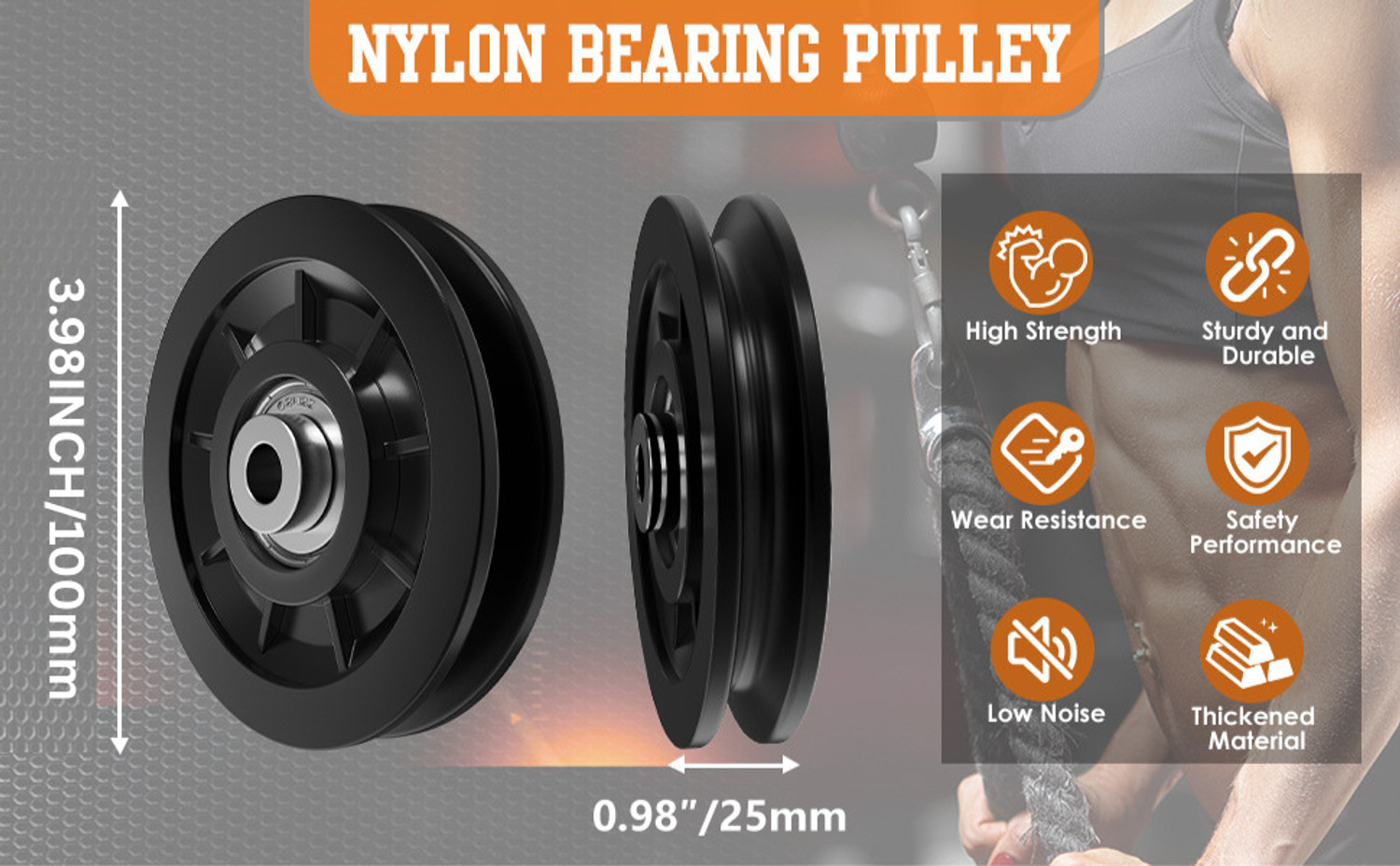 Image of ABSSports Nylon Fitness Exercise Machine Attachments Gym Pulley Multi-training Bar