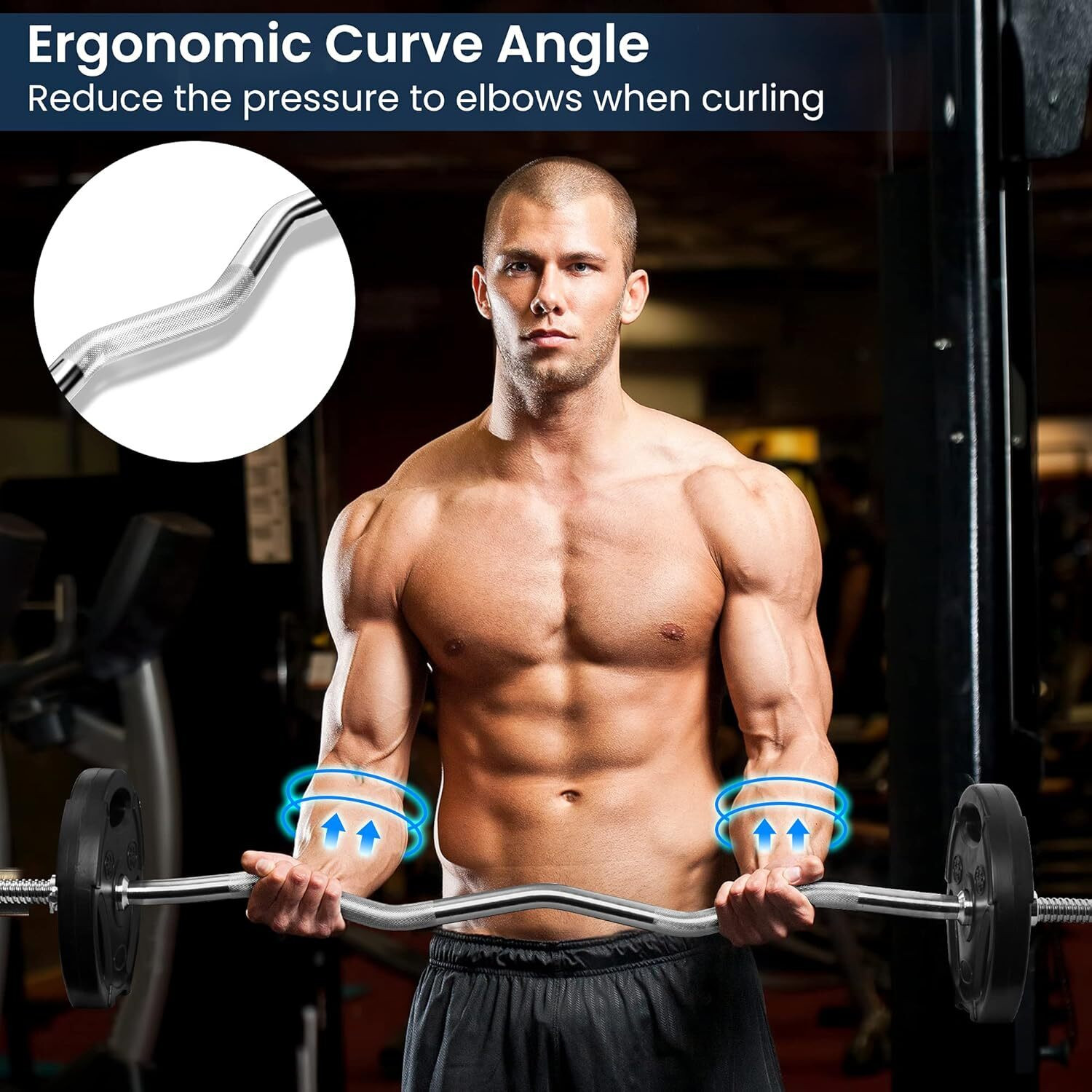 Image of KOBO 4ft Imported Curl Barbell 28mm Weight Lifting Bar