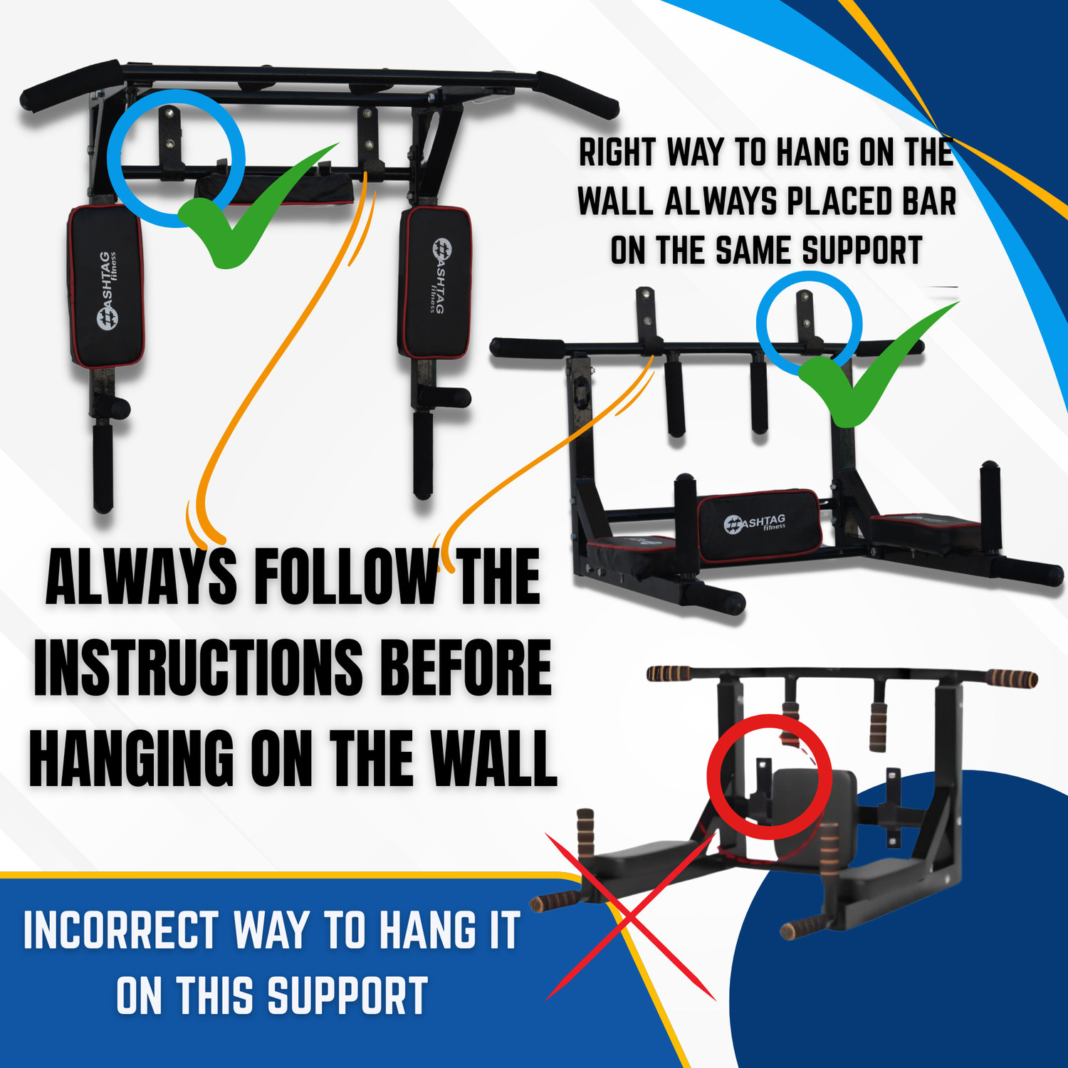 Image of HASHTAG FITNESS home gym equipments, height increasing equipments for men,kids and women Pull-up Bar