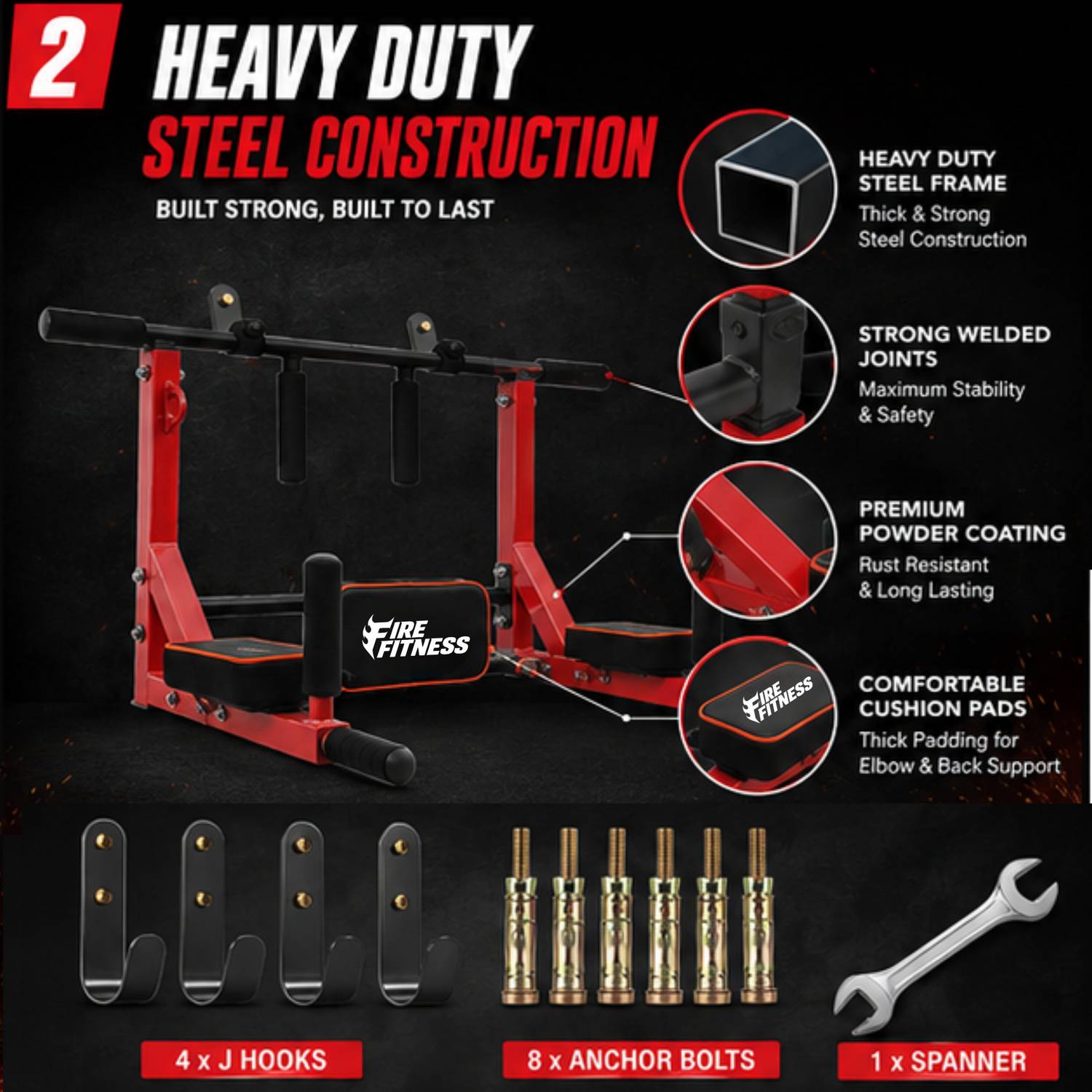 FIRE FITNESS 3IN1 Pull Up Bar - Image 3