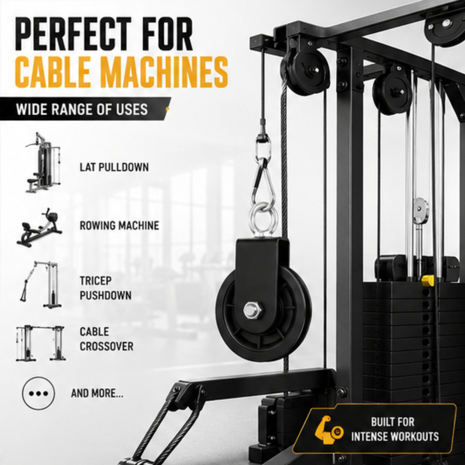 Image of FIRE FITNESS Gym Pulley Wheel Cable Pulley Machine Attachment for Home Gym Accessories Multi-training Bar