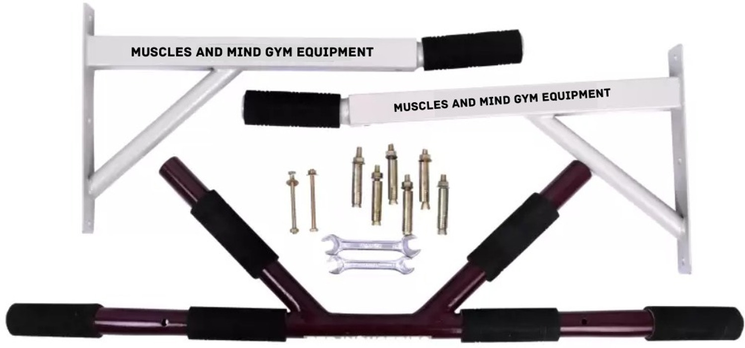 Image of muscles & mind gym equipments Heavy duty wall mounted V shape Chin up bar with 8 Grips Chin-up Bar