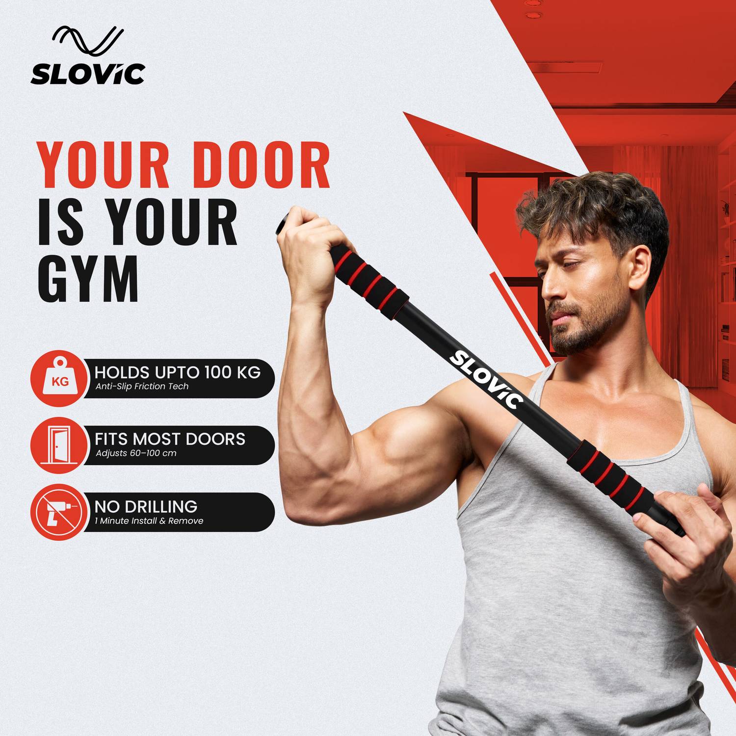 SLOVIC Home Workout Bar 100 Kg - Image 2
