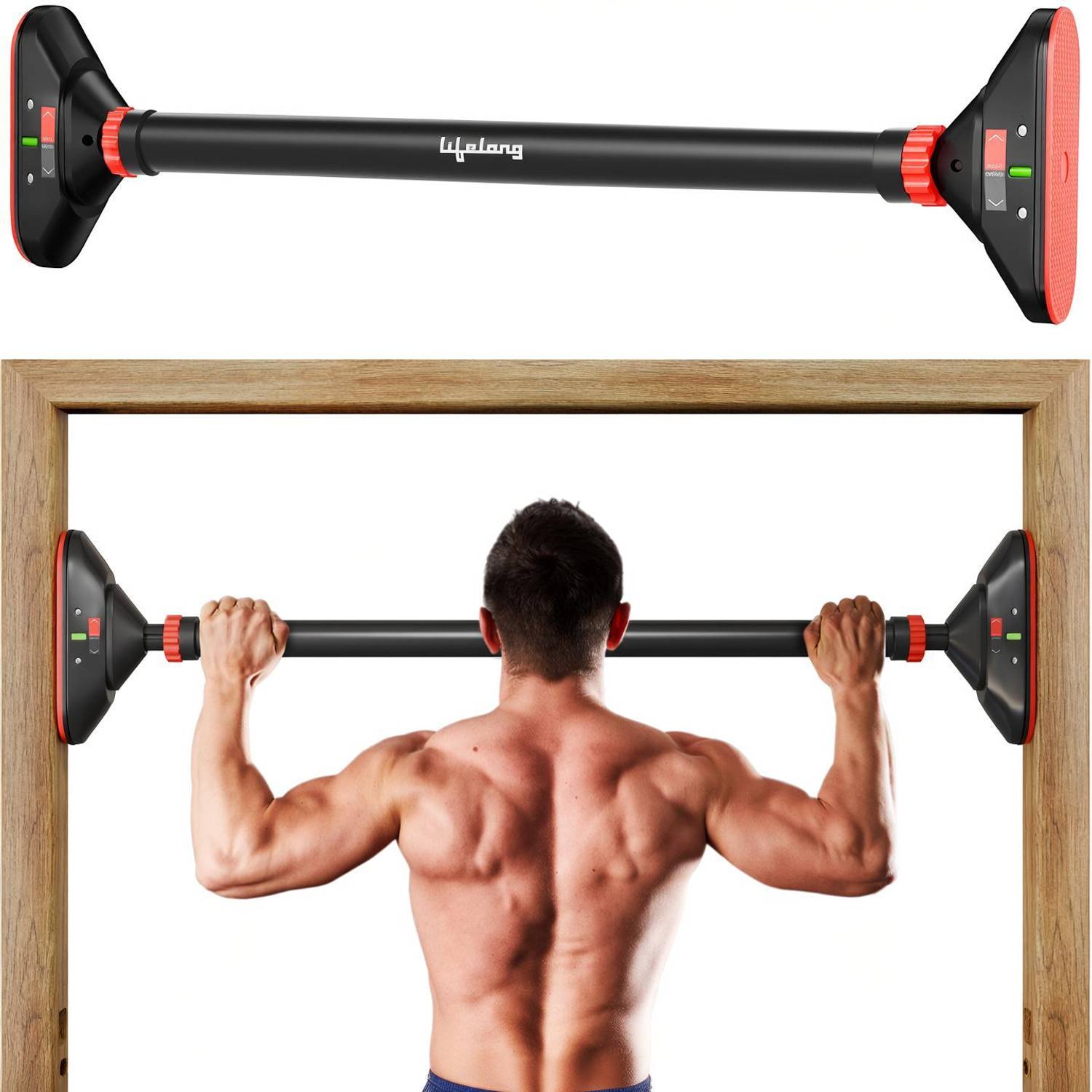 Lifelong LLPB02 Pull Up Bar for Home Workout|Chin Up Bar, 65-95CM|Max User Weight 150kg Pull-up Bar