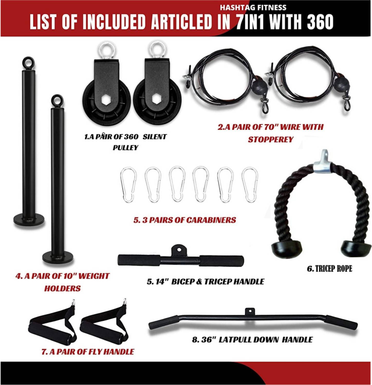 Hashtag Fitness 7in1 Bicep, Triceps Exercise Home Gym Equipment - Image 2