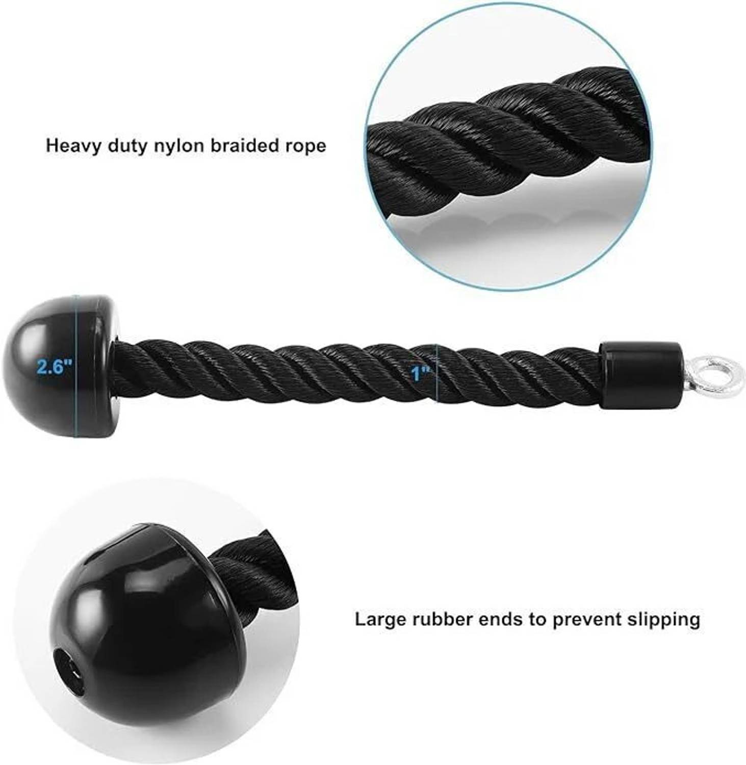 ABSSports Single Grip Tricep Bicep Exercise Attachment for Cable Machines Gym Workout. Weight Lifting Bar