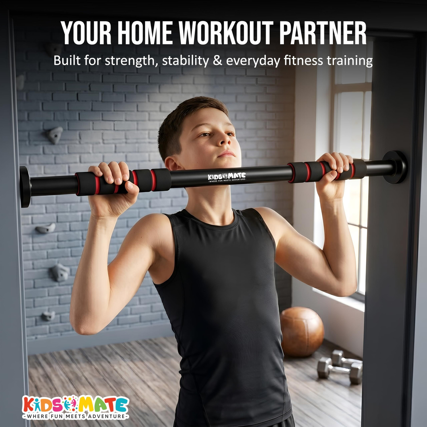 Image of Kidsmate Height Increase for Kids | Hanging Rod for Kids & Adults | 100 Kg Capacity, Pull-up Bar