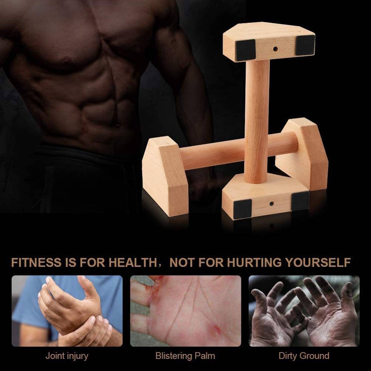 hkutotech Wooden Push Up Bars - Image 3
