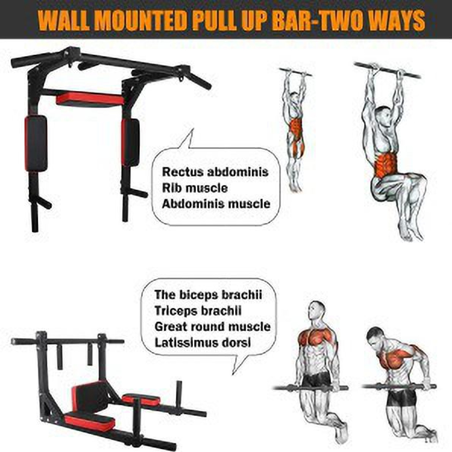 Image of HASHTAG FITNESS gym equipments 3in1 pull up bar training for men Push-up Bar