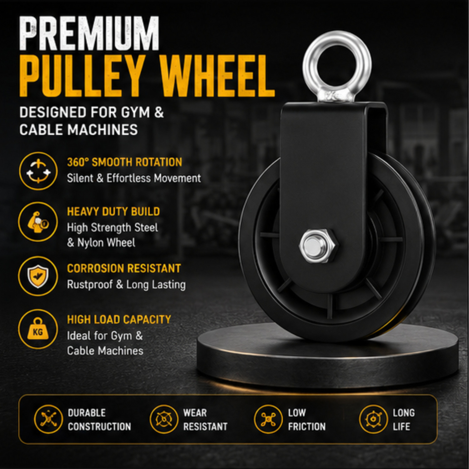 Image of FIRE FITNESS Gym Pulley Wheel Cable Pulley Machine Attachment for Home Gym Accessories Multi-training Bar