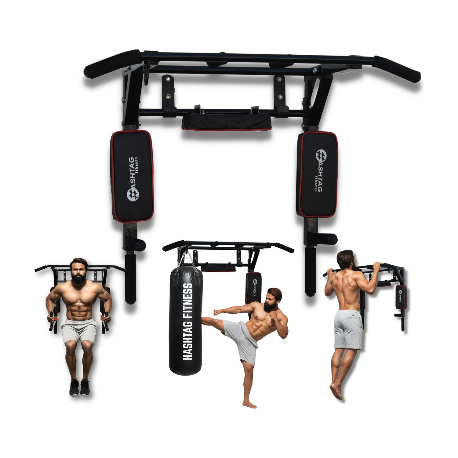 Image of HASHTAG FITNESS Wall mount pull up bar for home gym equipments dip station, Pull-up Bar