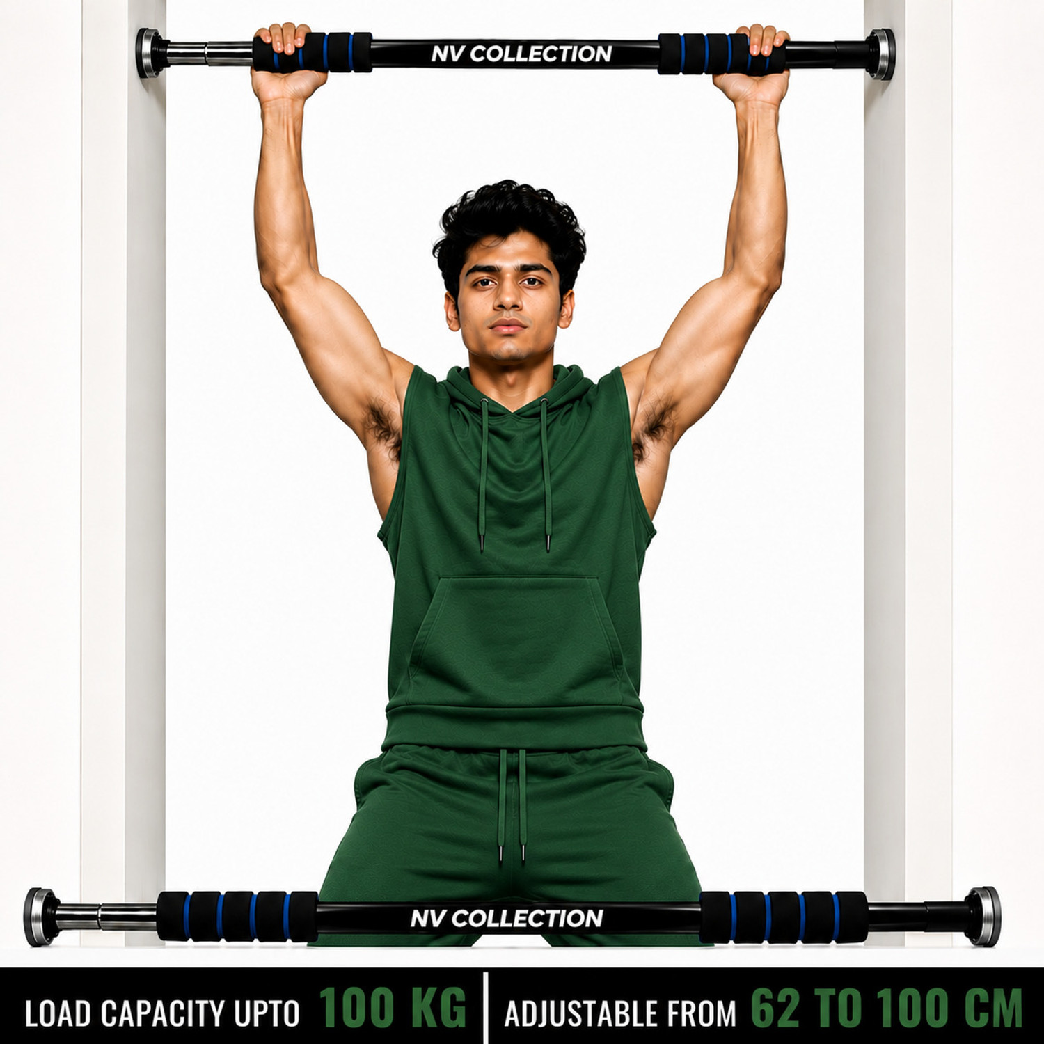 Image of NV COLLECTION Multi-Grip Adjustable Doorway Pull-Up Bar for Home Gym Workouts Pull-up Bar