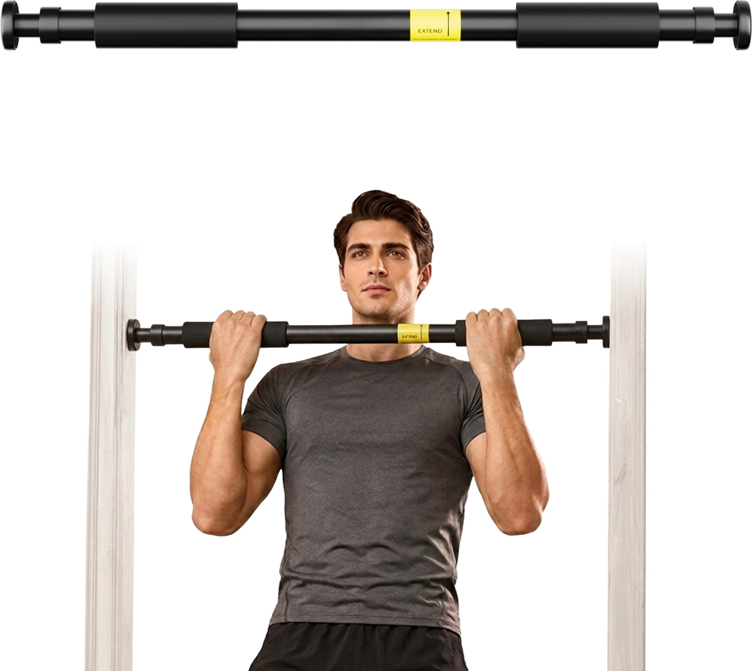 Image of Cult Adjustable Pull-Up Bar 100 kg for Pull Ups, Chin Ups & Core Workout (Black) Pull-up Bar