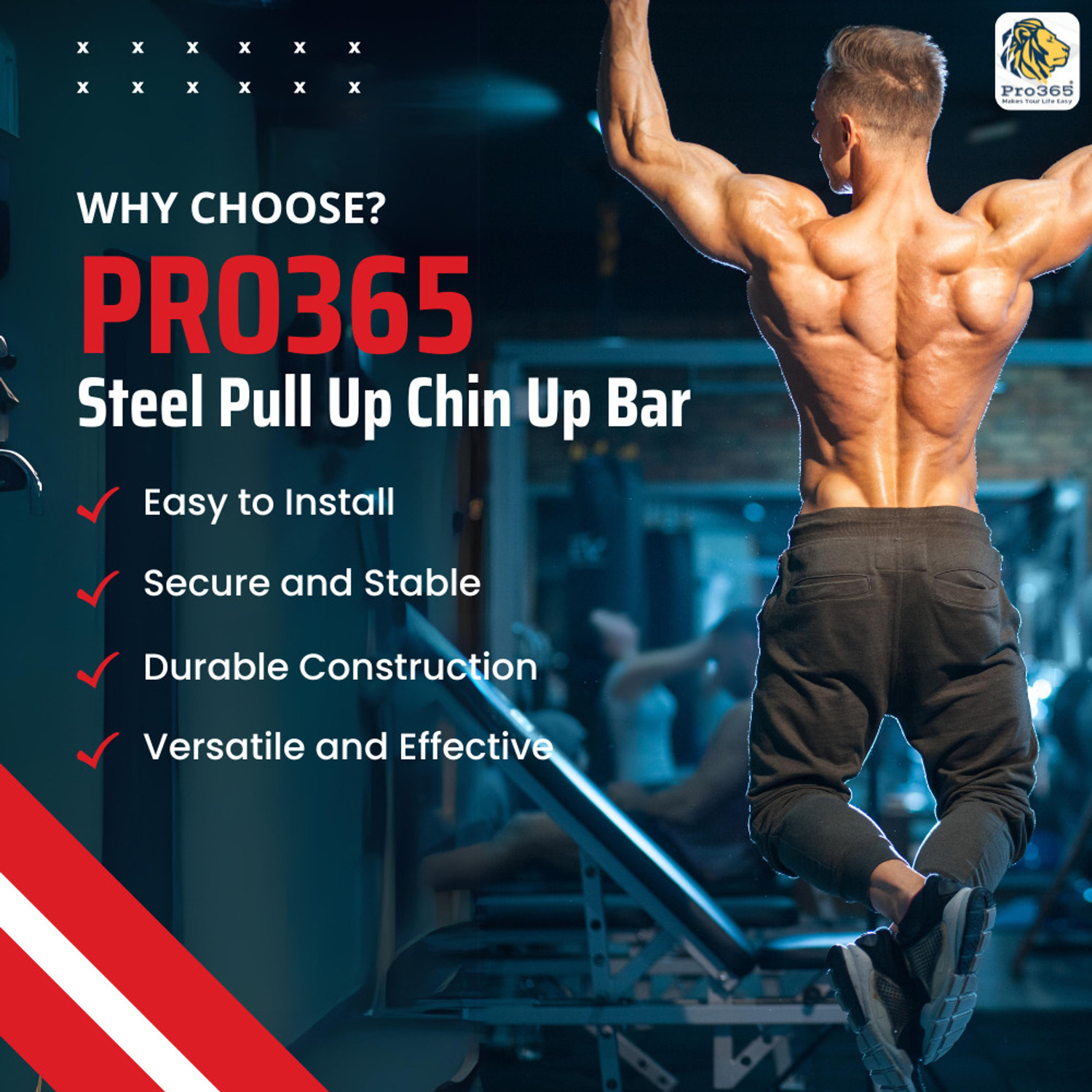 Image of PRO365 Chin-Up Bar | Hanging Rod For Back Muscles , Biceps And Height Growth Chin-up Bar