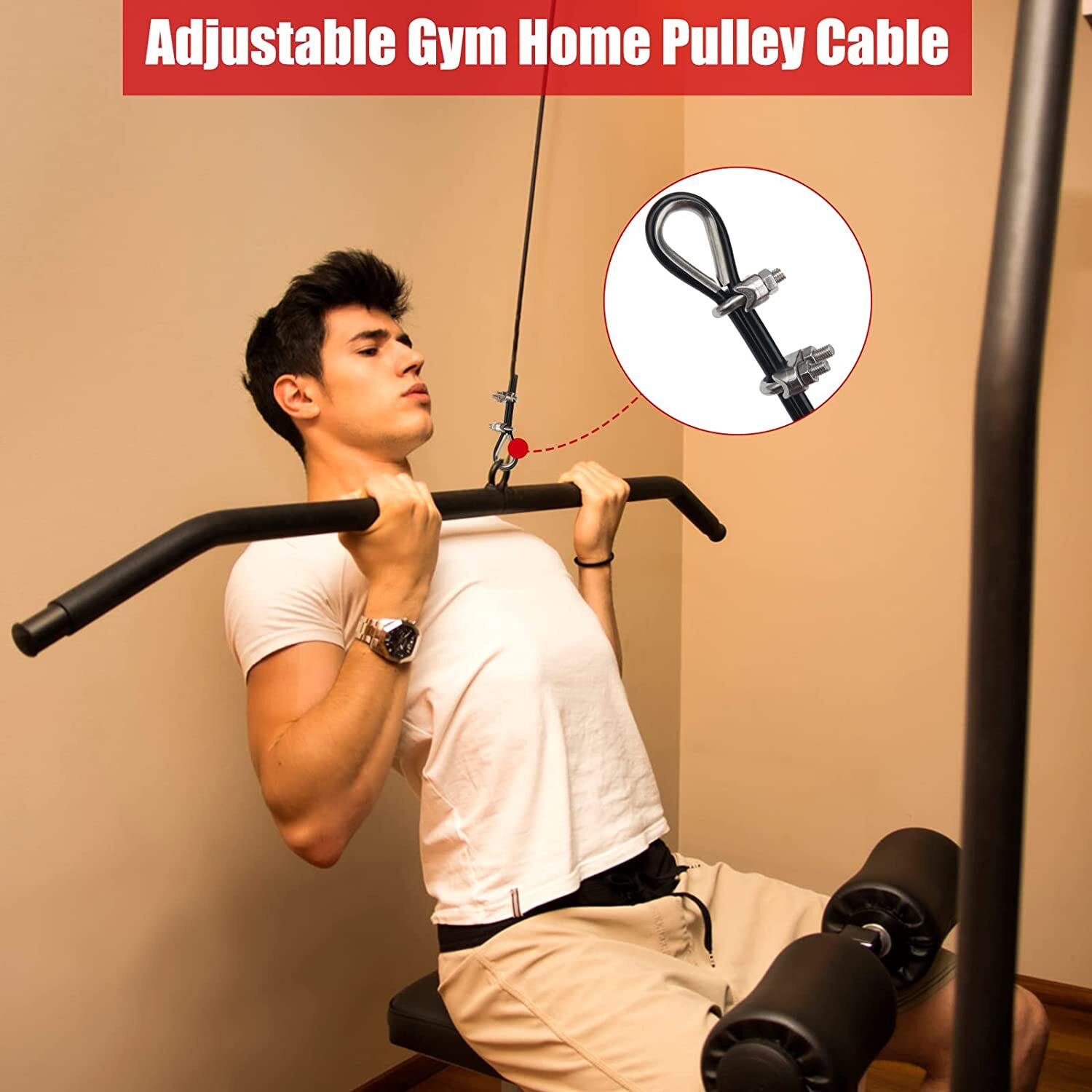 Image of LCARNO Adjustable Home Gym Cable Pulley System Replacement Fitness Cable for Pulley Multi-training Bar