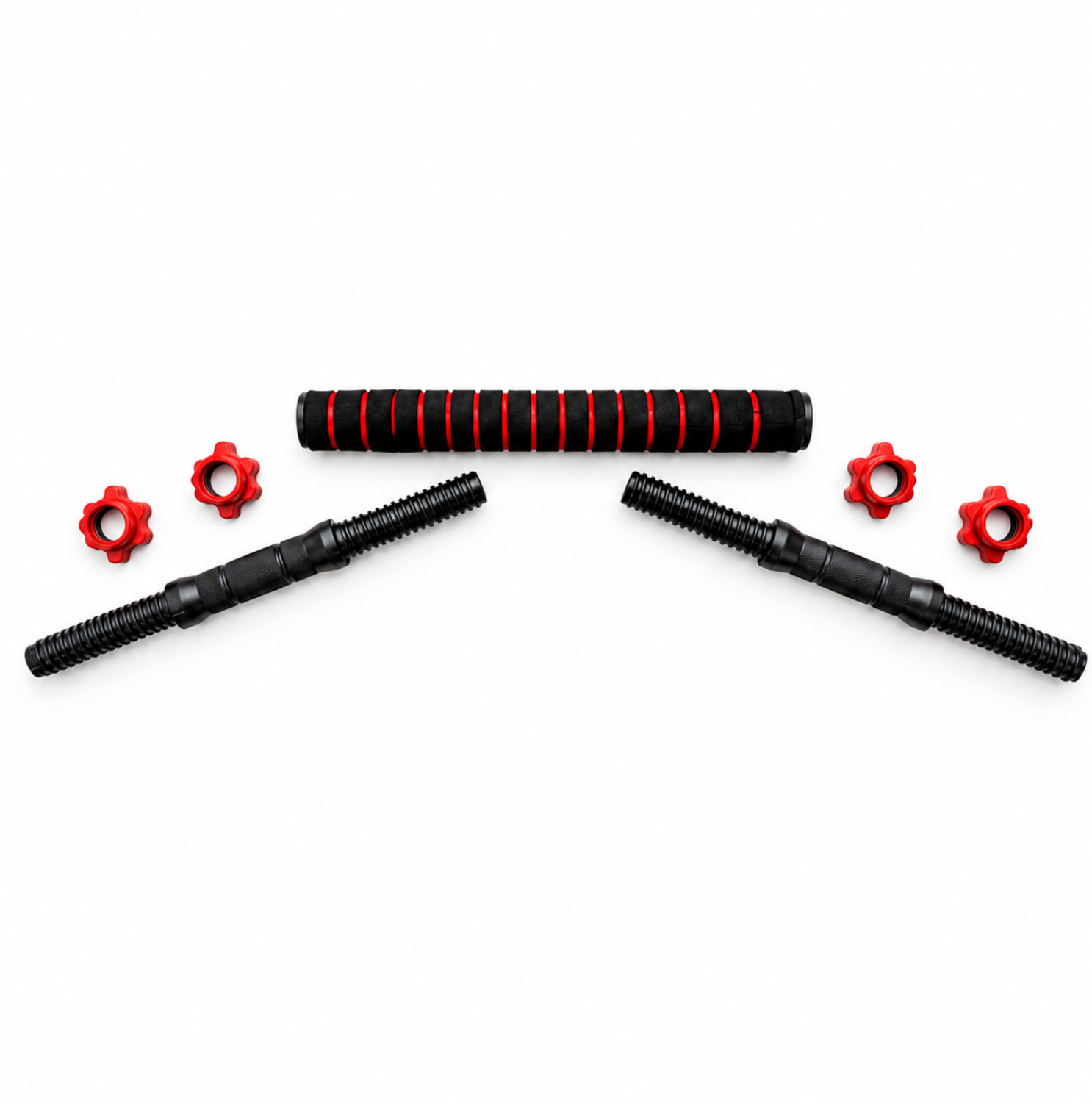 Image of Khinaray Dumbbell Rods with Connector | Adjustable Dumbbell Rod Set Weight Lifting Bar (Black, Red)