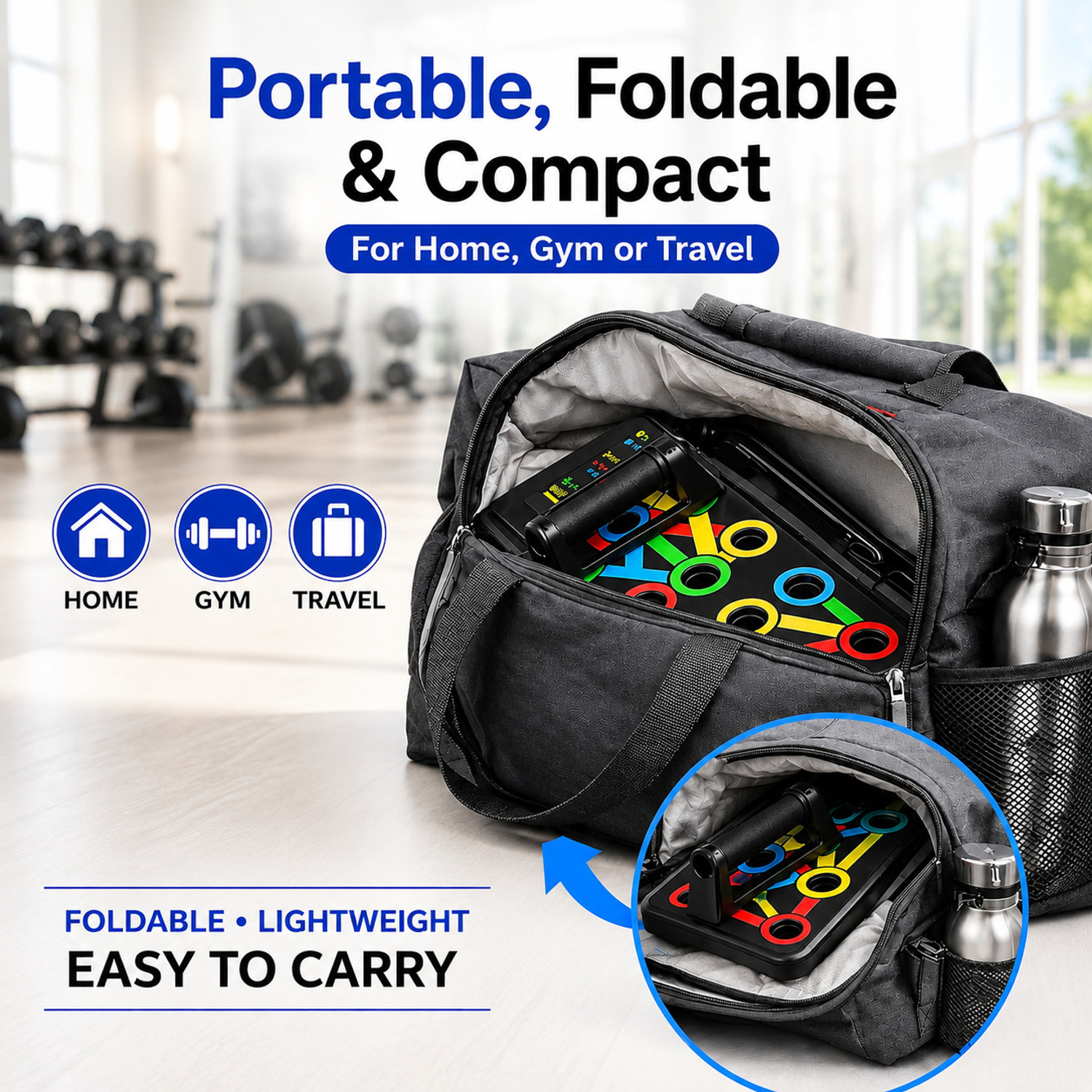 Image of Quickfit 10 in1 Portable Board for Chest Press Home & Gym Exercise Push-up Bar
