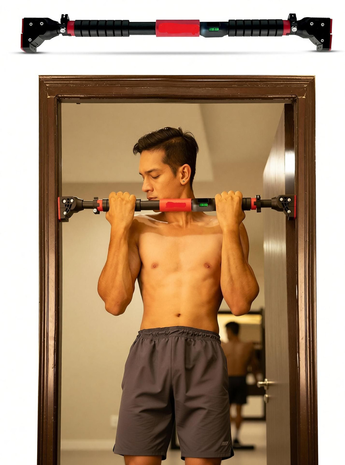 Image of DIRIZO Door Pull Up Bar for Home Workout 200 Kg Capacity pull up bar Grip 72-110 CM Pull-up Bar