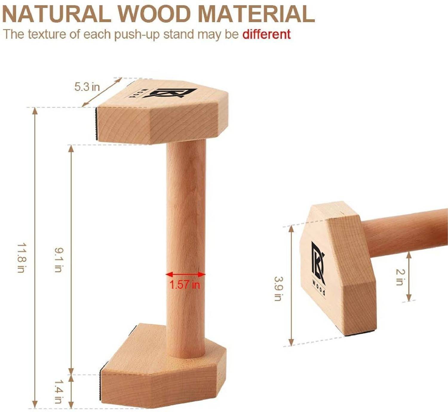 DKWOOD Push Up Stand Wooden with Non-Slip Base - Image 2