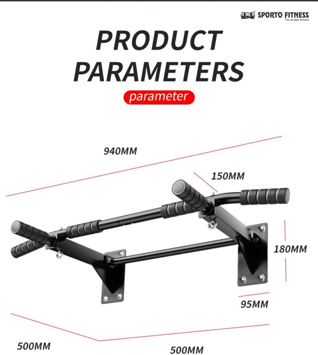 Sporto Fitness Pull Chin Up Bar - Image 2
