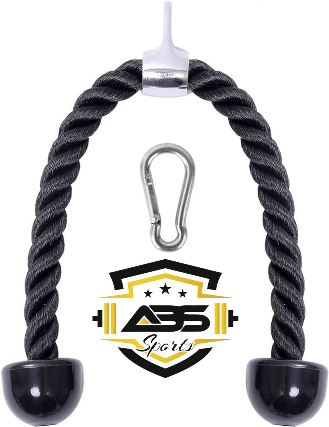 ABSSports Biceps Triceps Rope With Snap Hook Triceps Bar for Fitness Workout.(Black) Triceps Bar