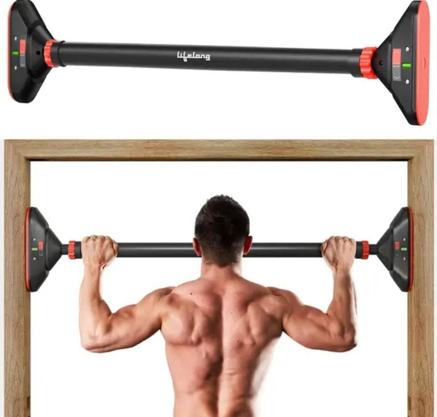 Image of Lifelong Pull Up Bar for Home -Adjustable Rod 72cm to 100cm width - wall mounted Pull-up Bar
