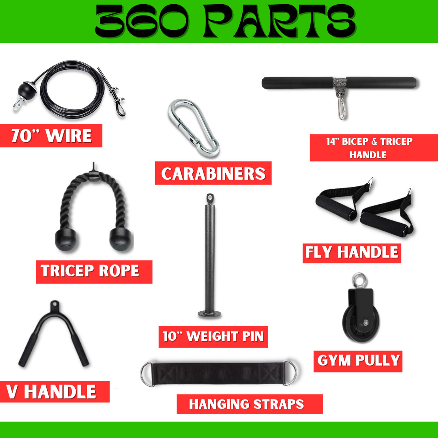 Image of FIRE FITNESS Upgraded LAT Pull Down Cable Machine Attachments Weight Cable Pulley System Weight Lifting Bar
