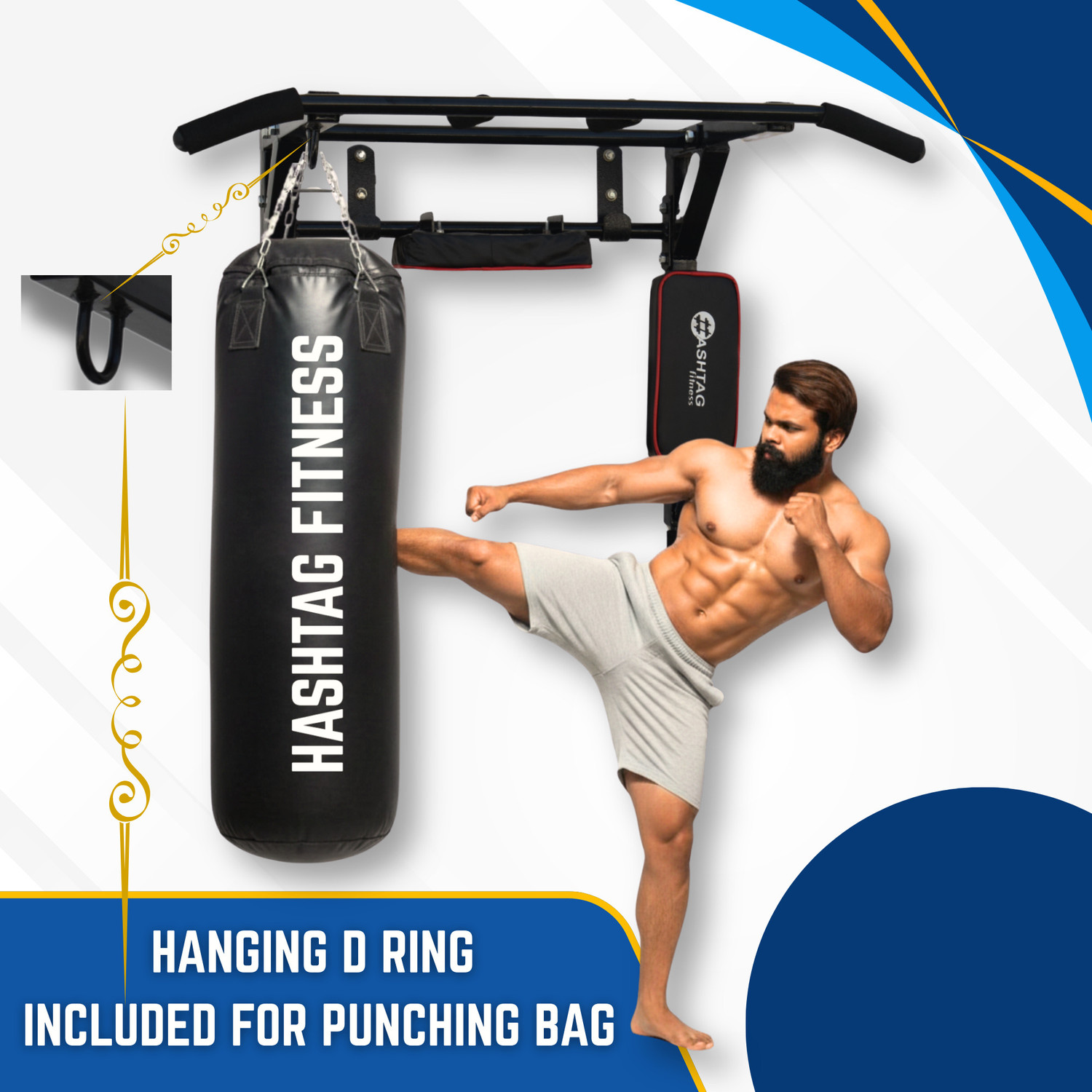 Image of HASHTAG FITNESS Wall mount pull up bar for home gym equipments dip station, Pull-up Bar