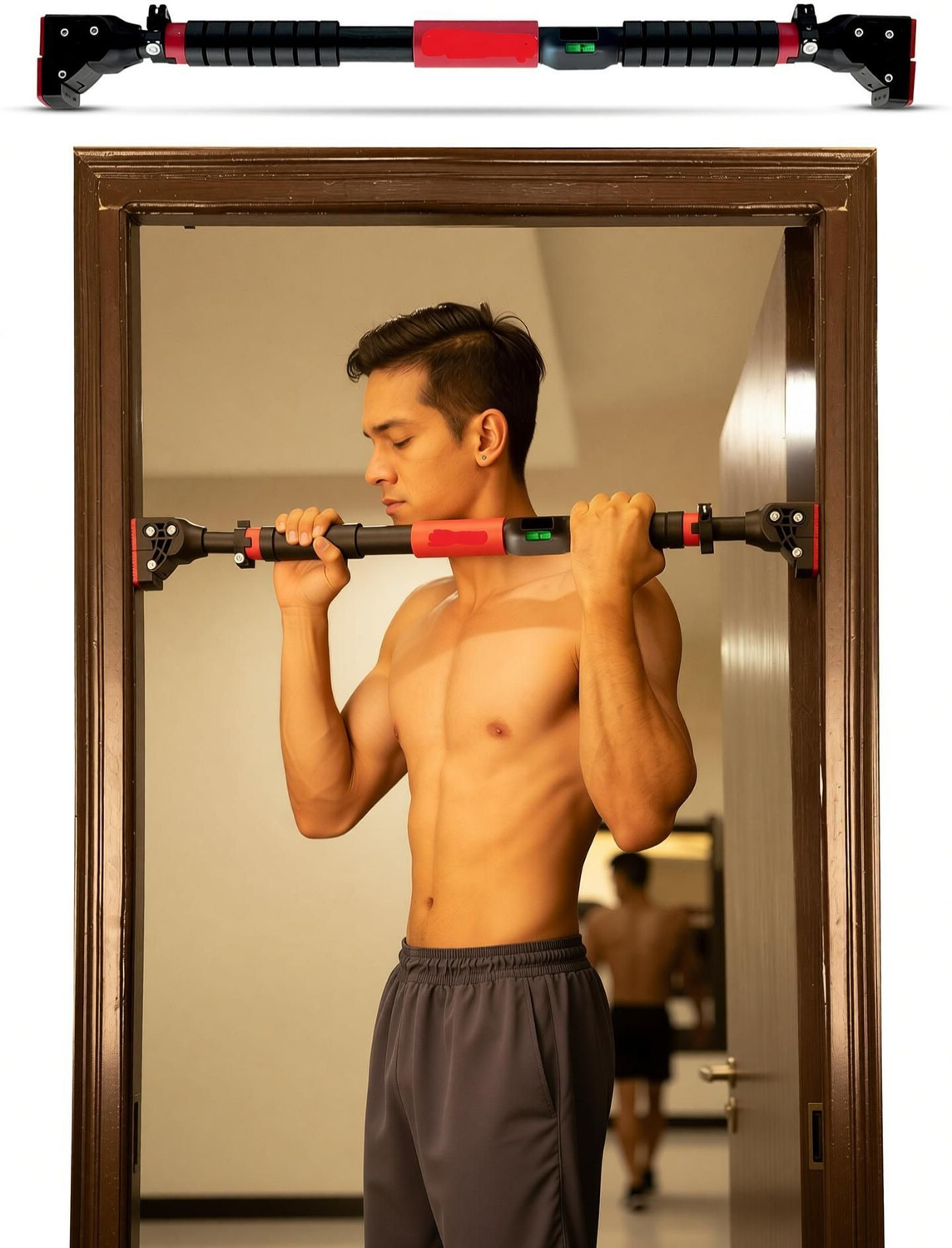 Image of DIRIZO Door Pull Up Bar for Home Workout 200 Kg Capacity pull up bar Grip 72-110 CM Pull-up Bar