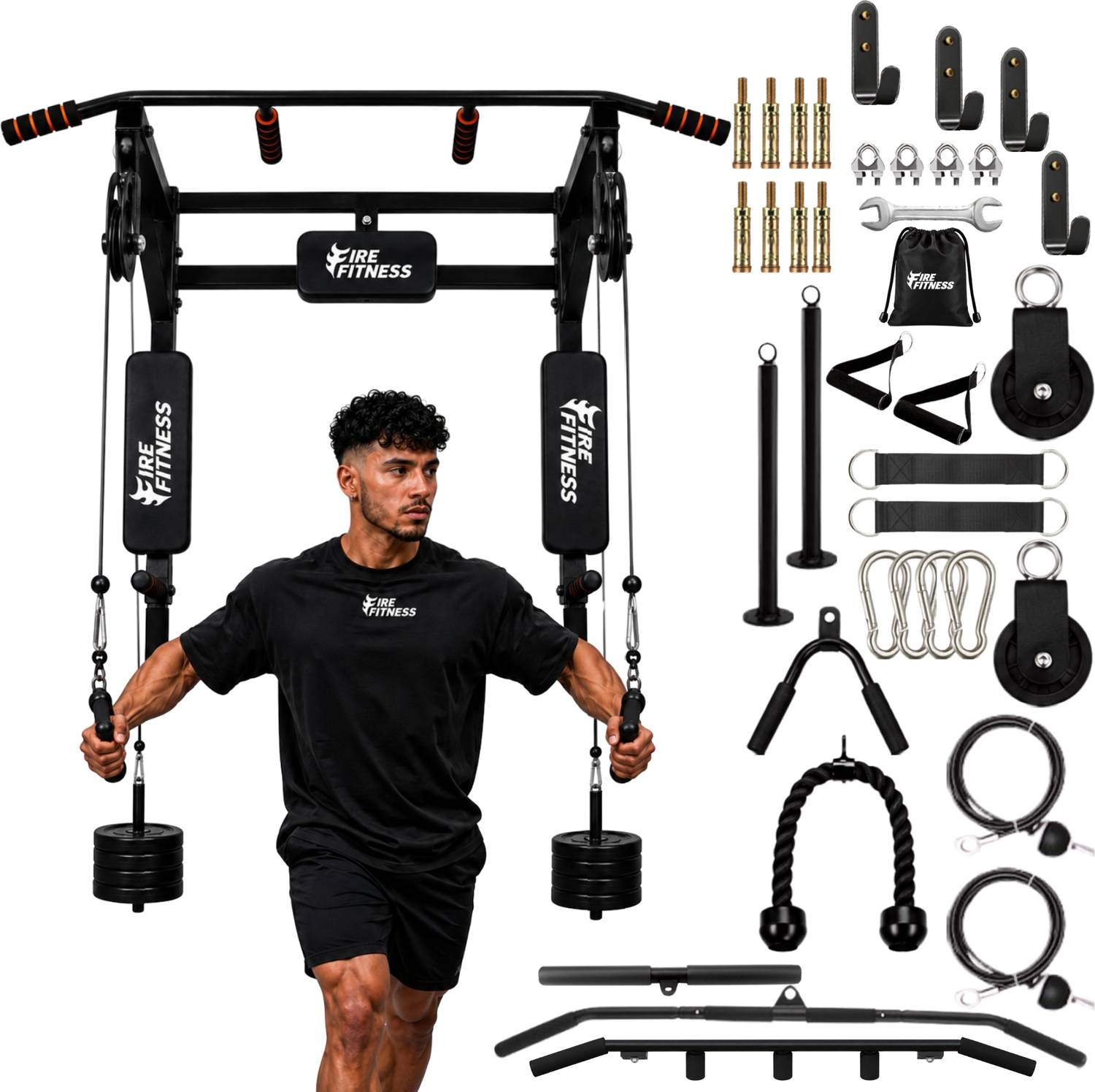 FIRE 7 in 1 Pull Up Bar with Cable Pulley - Image 1