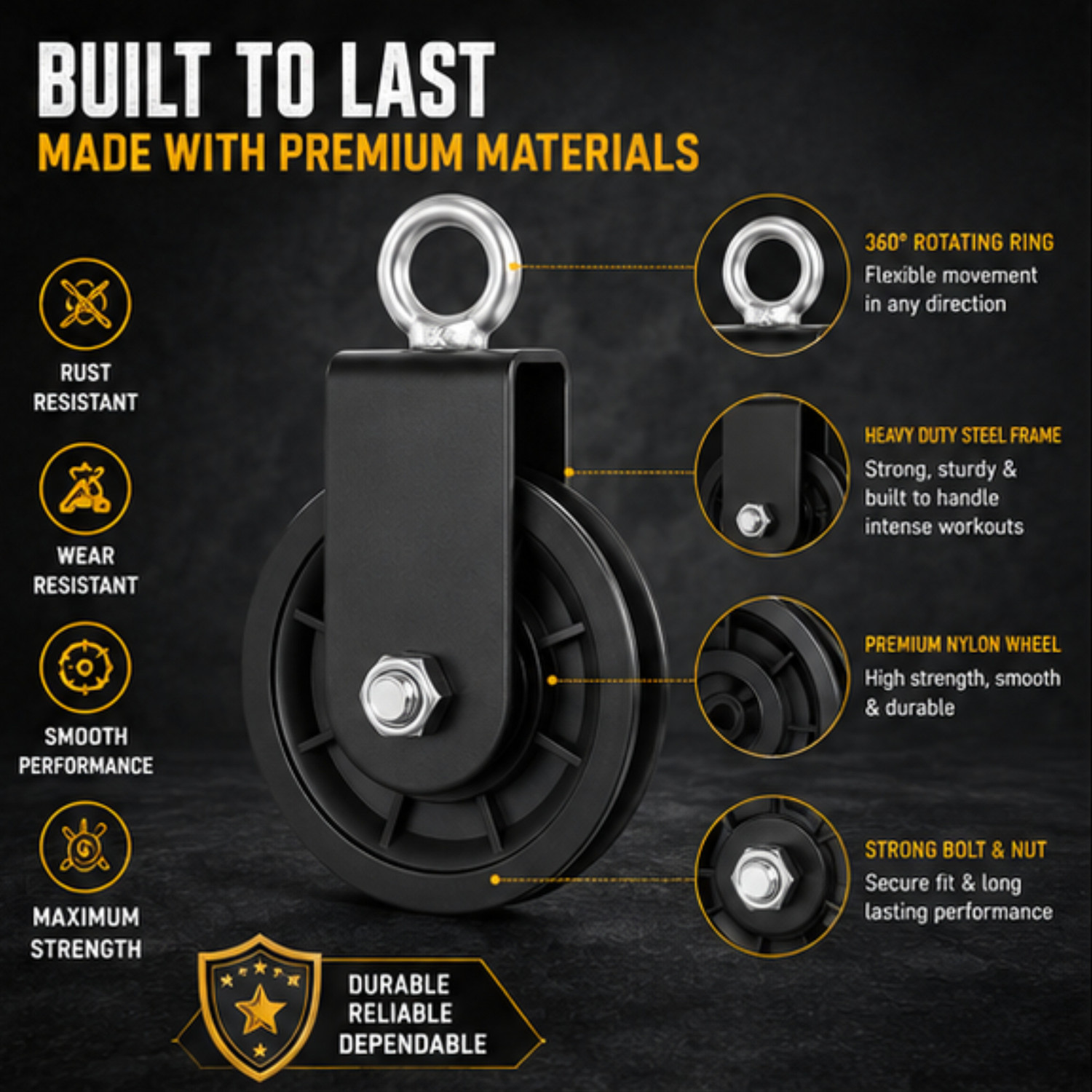 Image of FIRE FITNESS Gym Pulley Wheel Cable Pulley Machine Attachment for Home Gym Accessories Multi-training Bar